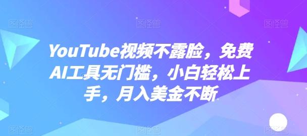 YouTube视频不露脸，免费AI工具无门槛，小白轻松上手，月入美金不断【揭秘】-点子口袋网