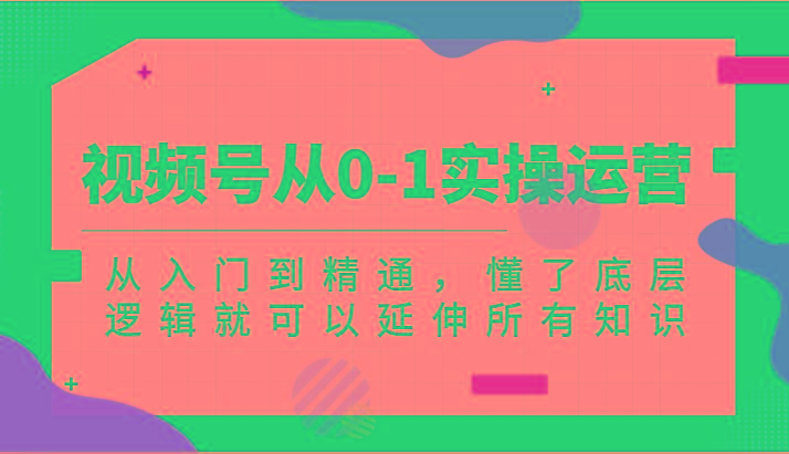 视频号从0-1实操运营，从入门到精通，懂了底层逻辑就可以延伸所有知识(更新2024.7)-点子口袋网