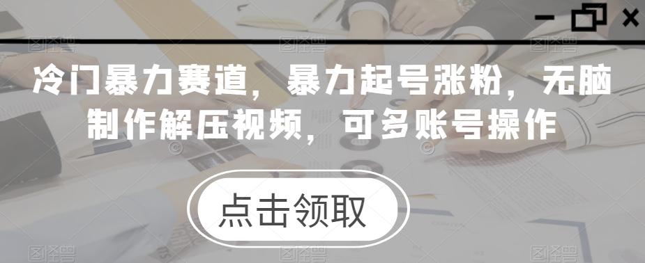 冷门暴力赛道，暴力起号涨粉，无脑制作解压视频，可多账号操作-点子口袋网