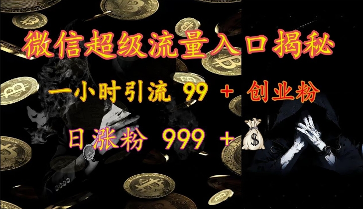 微信超级流量入口揭秘：一小时引流 99 + 创业粉，日涨粉 999 +-点子口袋网