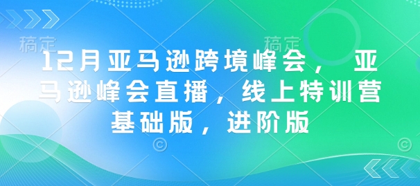 12月亚马逊跨境峰会， 亚马逊峰会直播，线上特训营基础版，进阶版-点子口袋网