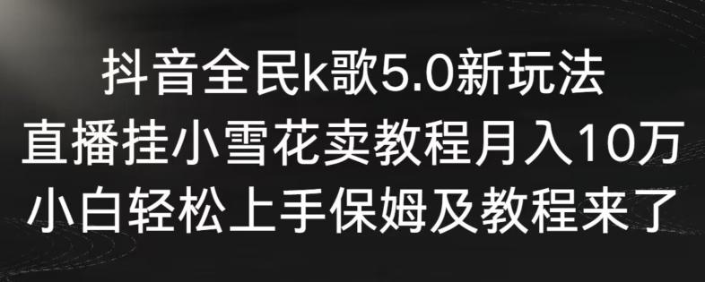 抖音全民k歌5.0新玩法，直播挂小雪花卖教程月入10万，小白轻松上手，保姆及教程来了【揭秘】-点子口袋网