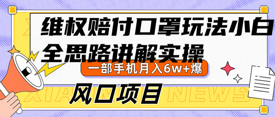 维权赔付口罩玩法，小白也能月入6w+，风口项目实操-点子口袋网