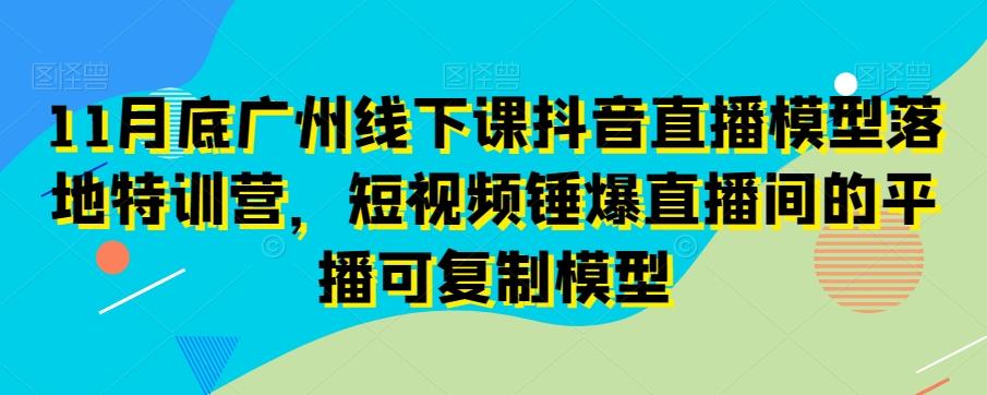 11月底广州线下课抖音直播模型落地特训营，短视频锤爆直播间的平播可复制模型-点子口袋网