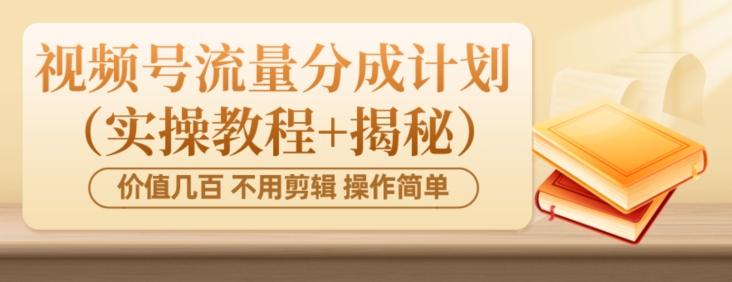 价值几百上千不用剪辑简单操作视频号流量分成计划（实操教程+揭秘）-点子口袋网