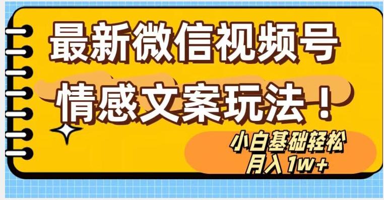 微信视频号情感文案最新玩法，小白轻松月入1万+无脑搬运【揭秘】-点子口袋网