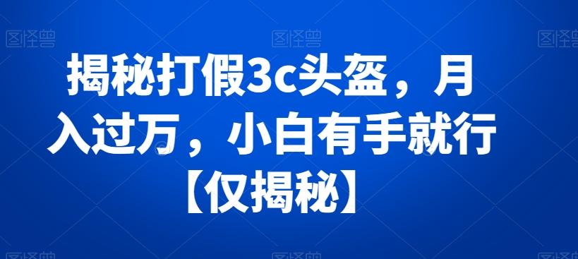 揭秘打假3c头盔，月入过万，小白有手就行【仅揭秘】-点子口袋网