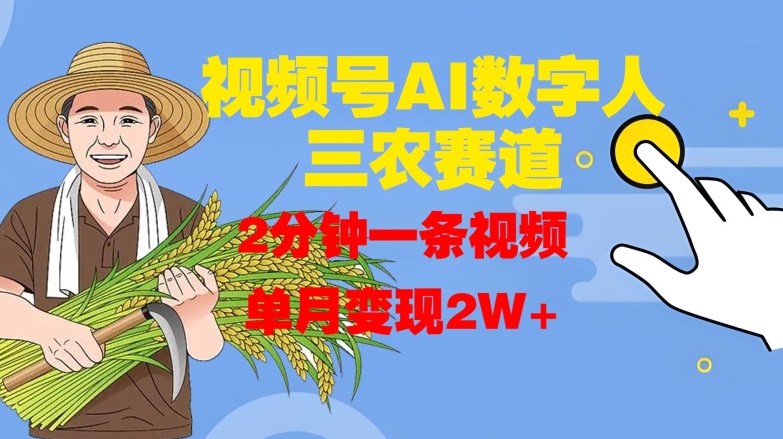 视频号AI数字人玩转三农赛道，2分钟一条视频，单月变现2W+-点子口袋网