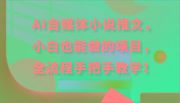 AI自媒体小说推文，小白也能做的项目，全流程手把手教学！-点子口袋网