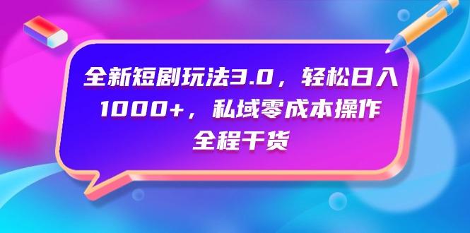 (9794期)全新短剧玩法3.0，轻松日入1000+，私域零成本操作，全程干货-点子口袋网