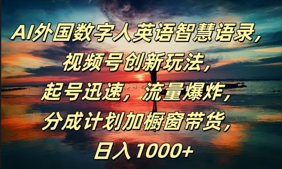 AI外国数字人英语智慧语录，视频号创新玩法，起号迅速，流量爆炸，日入1k+【揭秘】-点子口袋网