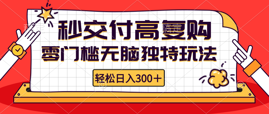 零门槛无脑独特玩法 轻松日入300+秒交付高复购   矩阵无上限-点子口袋网