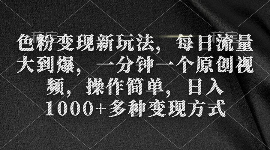 (9282期)色粉变现新玩法，每日流量大到爆，一分钟一个原创视频，操作简单，日入1...-点子口袋网
