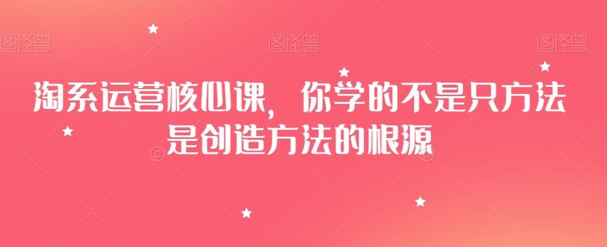 淘系运营核心课，你学的不是只方法是创造方法的根源-点子口袋网