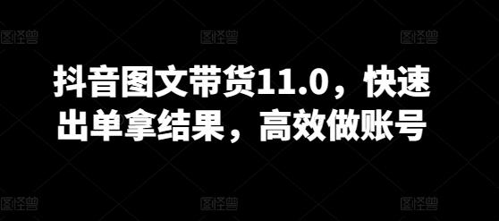抖音图文带货11.0，快速出单拿结果，高效做账号-点子口袋网