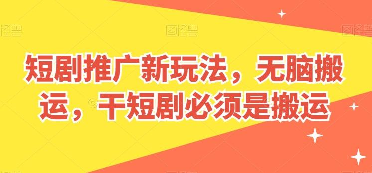 短剧推广新玩法，无脑搬运，干短剧必须是搬运【揭秘】-点子口袋网