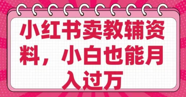小红书卖教辅资料，0 成本，纯利润，售后成本极低，小白也能月入过W-点子口袋网