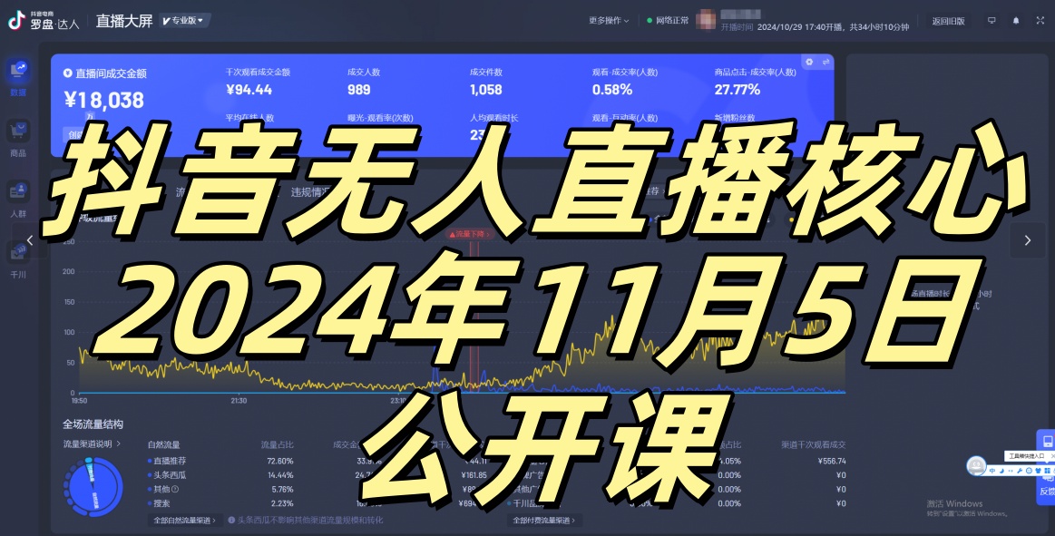 抖音无人直播核心公开课，咸鱼翻身小白可做带有睡后收入月入过万太简单【揭秘】-点子口袋网