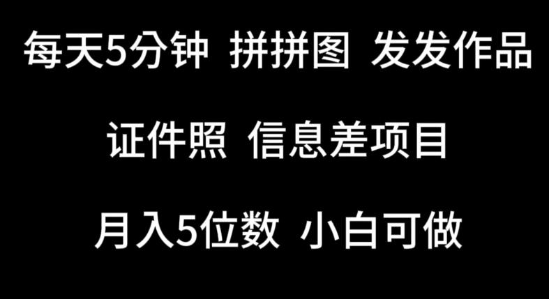 每天5分钟，拼拼图发发作品，证件照信息差项目，小白可做【揭秘】-点子口袋网