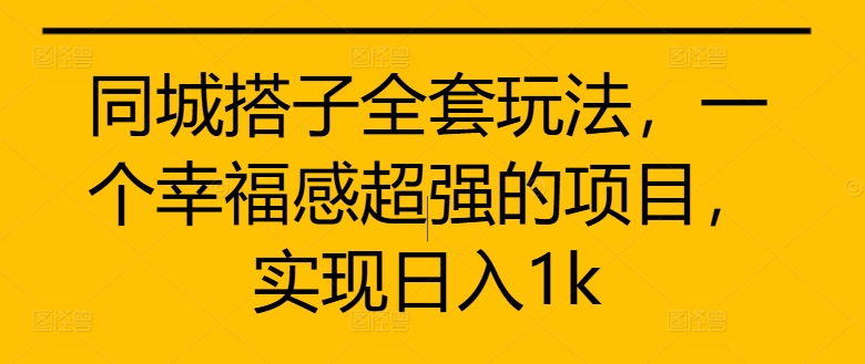 同城搭子全套玩法，一个幸福感超强的项目，实现日入1k【揭秘】-点子口袋网