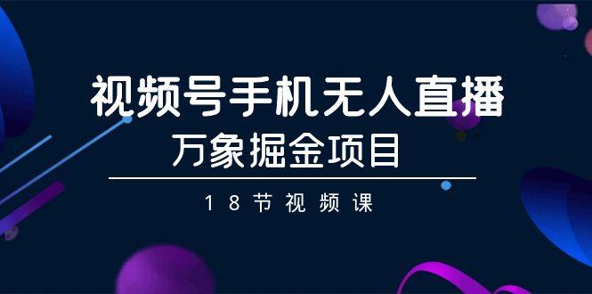 视频号手机无人直播-万象掘金项目(18节视频课)-点子口袋网