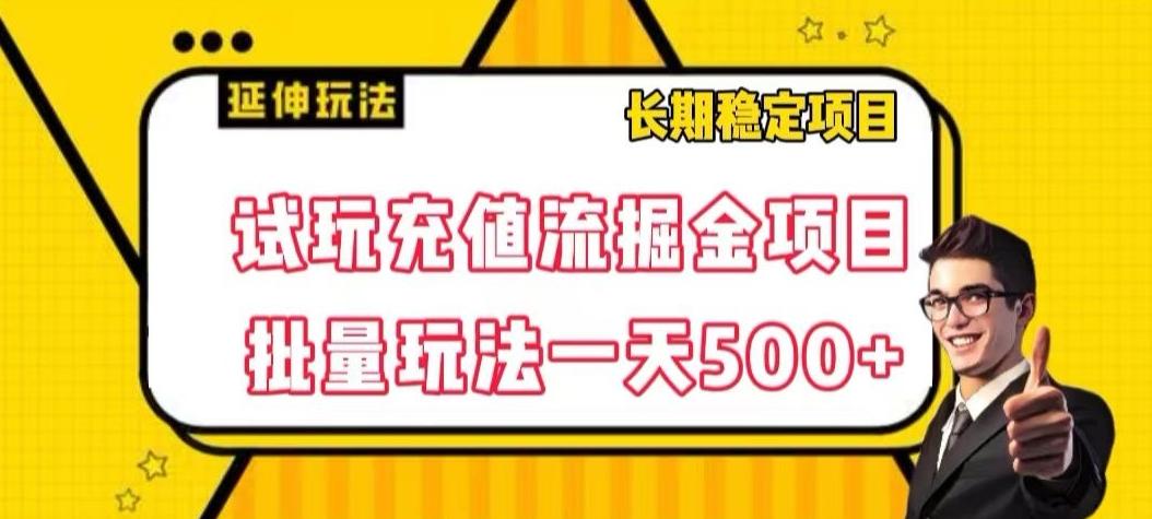 试玩充值流掘金项目，批量矩阵玩法一天500+【揭秘】-点子口袋网