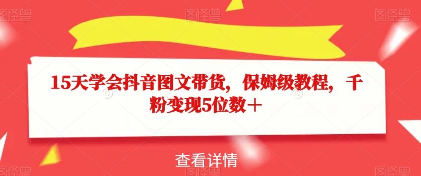 15天学会抖音图文带货，保姆级教程，千粉变现5位数＋-点子口袋网