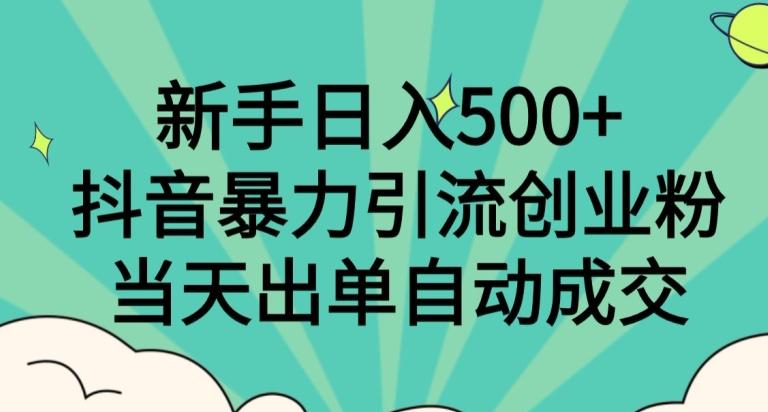 新手日入500+，抖音暴力引流创业粉，当天出单自动成交-点子口袋网