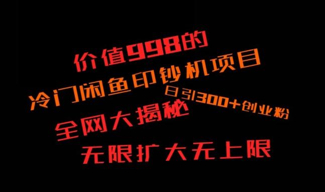 闲鱼流量印钞机项目大揭秘，日引300+创业粉，保姆级实操教程-点子口袋网