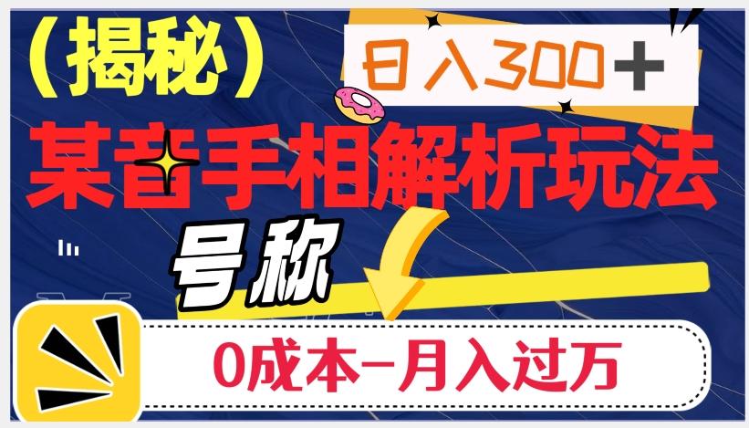 日入300+的，抖音手相解析玩法，号称0成本月入过万（揭秘）-点子口袋网