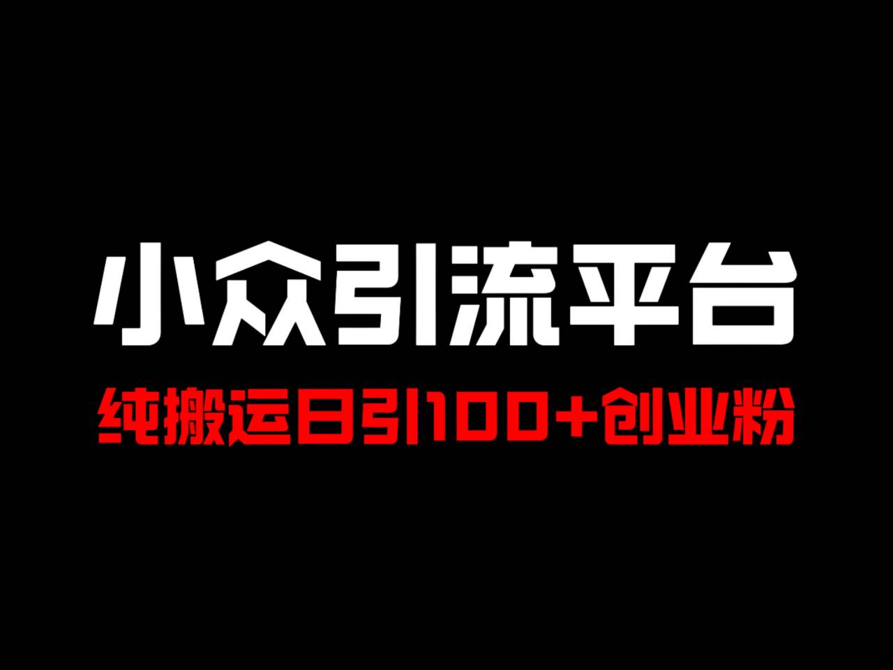 冷门引流平台，纯搬运日引100+高质量年轻创业粉！-点子口袋网