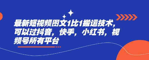 最新短视频图文1比1搬运技术，可以过抖音，快手，小红书，视频号所有平台-点子口袋网