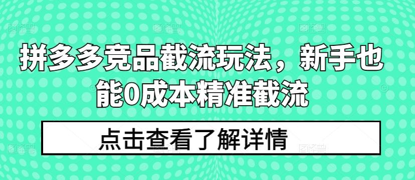 拼多多竞品截流玩法，新手也能0成本精准截流-点子口袋网