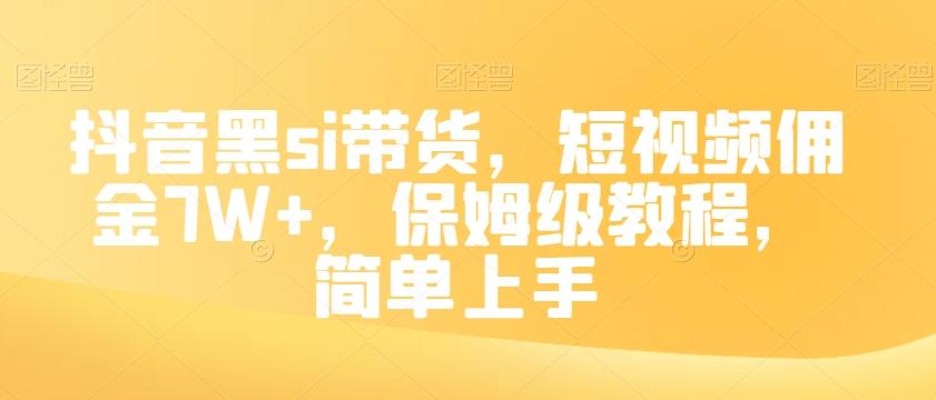 抖音黑si带货，短视频佣金7W+，保姆级教程，简单上手【揭秘】-点子口袋网