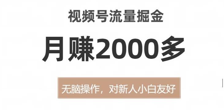 视频号流量掘金，无脑操作，对新人小白友好，月赚2000多【揭秘】-点子口袋网
