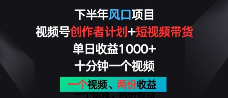 下半年风口项目，视频号创作者计划+视频带货，一个视频两份收益，十分钟一个视频【揭秘】-点子口袋网