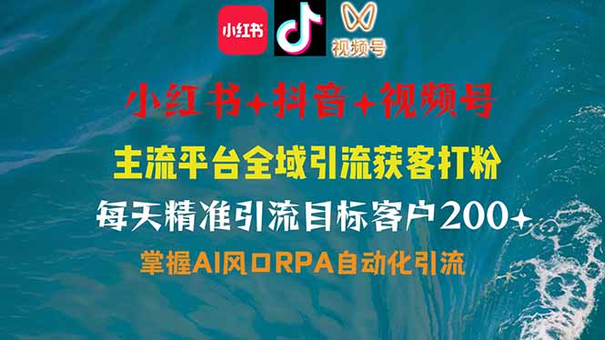 小红书、抖音、视频号全域多平台引流获客，日引目标客户200+，RPA自动...-点子口袋网