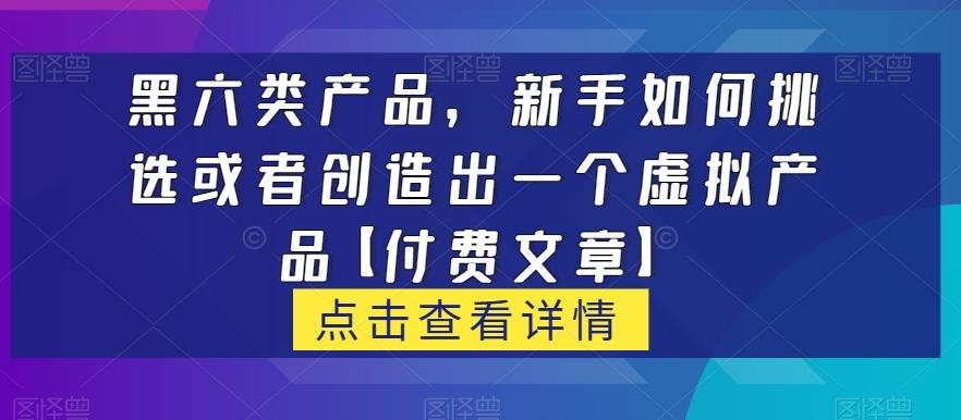 黑六类虚拟产品，新手如何挑选或者创造出一个虚拟产品【付费文章】-点子口袋网
