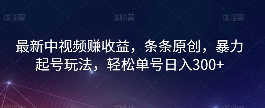最新中视频赚收益，条条原创，暴力起号玩法，轻松单号日入300+【揭秘】-点子口袋网