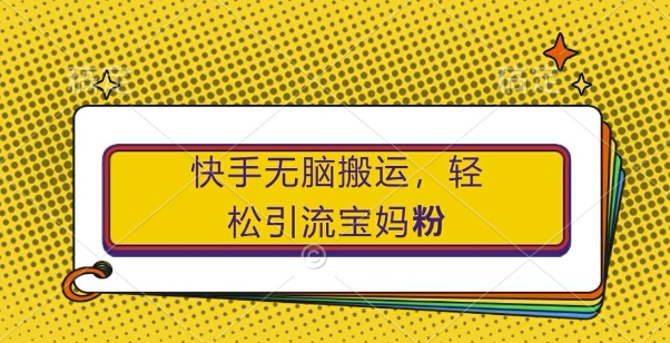 快手无脑搬运，轻松引流宝妈粉，纯小白轻松上手【揭秘】-点子口袋网