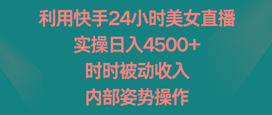 利用快手24小时美女直播，实操日入4500+，时时被动收入，内部姿势操作-点子口袋网