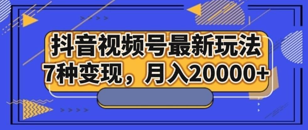 抖音视频号最新玩法，7种变现，月入20000+-点子口袋网