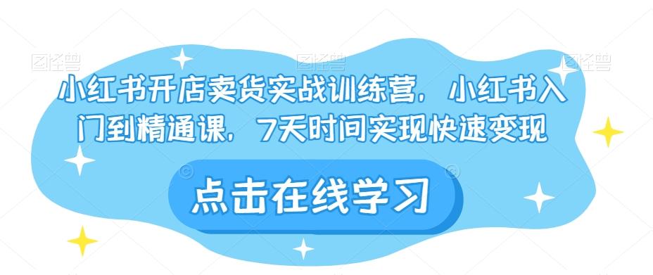小红书开店卖货实战训练营，小红书入门到精通课，7天时间实现快速变现-点子口袋网