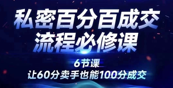 私密百分百成交流程线上训练营，绝对成交，让60分卖手也能100分成交-点子口袋网