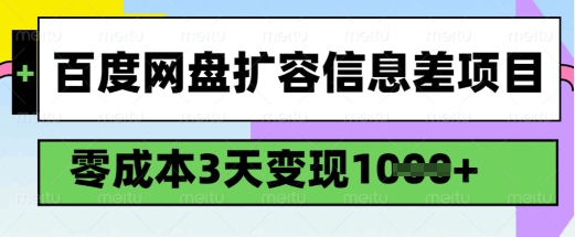 百度网盘扩容信息差项目，零成本，3天变现1k，详细实操流程-点子口袋网