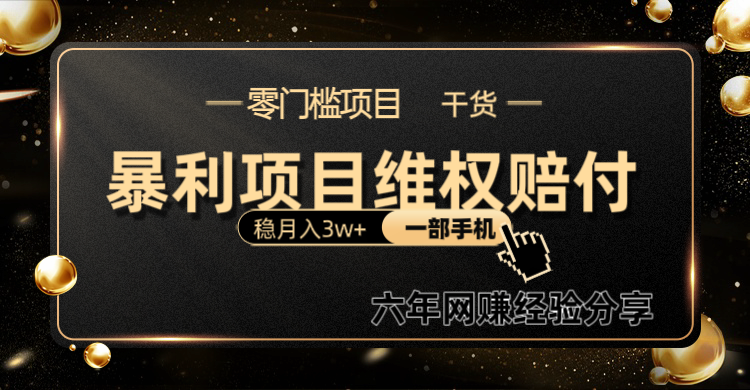 暴利项目线上维权赔付小白月入3w+一部手机改变思维不用剪辑写文案-点子口袋网