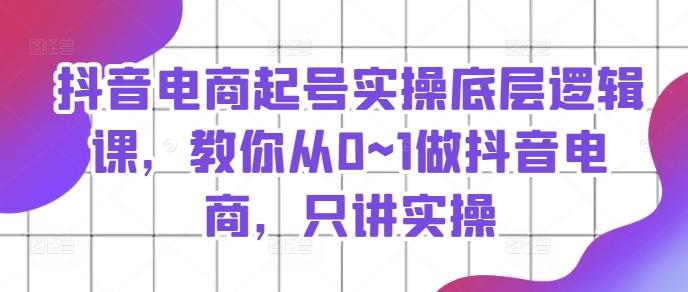 抖音电商起号实操底层逻辑课，教你从0~1做抖音电商，只讲实操-点子口袋网