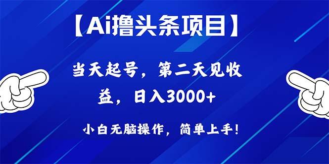 Ai撸头条，当天起号，第二天见收益，日入3000+-点子口袋网