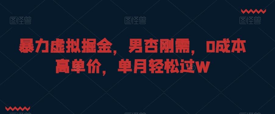暴力虚拟掘金，男杏刚需，0成本高单价，单月轻松过W【揭秘】-点子口袋网