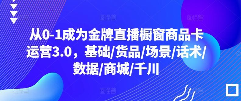 从0-1成为金牌直播橱窗商品卡运营3.0，基础/货品/场景/话术/数据/商城/千川-点子口袋网